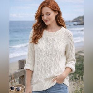 J crew cable knit alpaca blend sweater